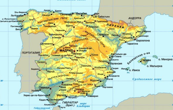 карта испании